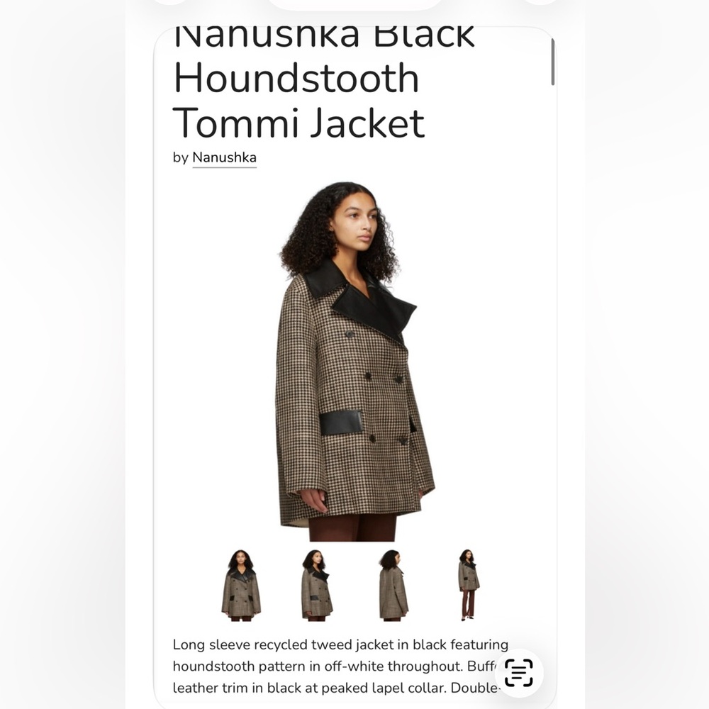 Nanushka Tommi houndstooth blazer jacket S